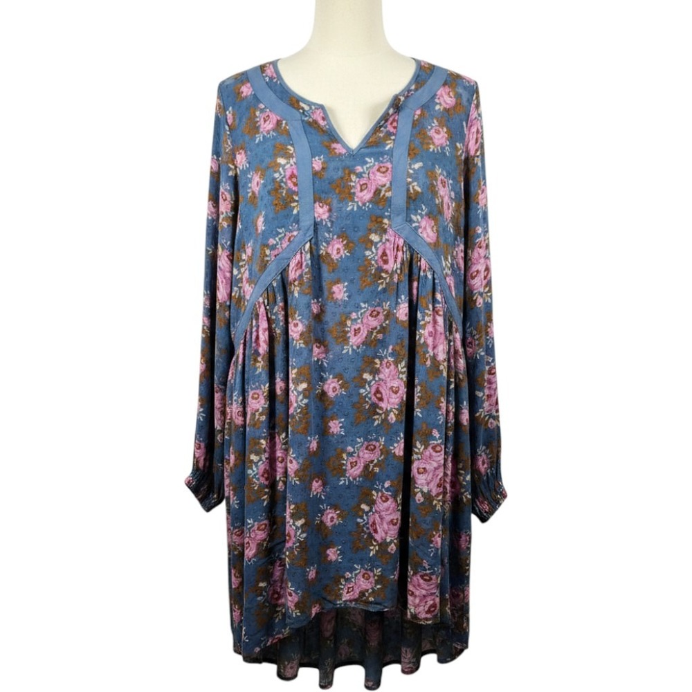 Matilda Jane Tunic Dress Blue Floral Clip Dot Boho Whimsical Womens XS